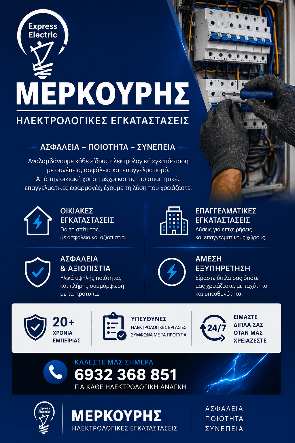 Ηλεκτρολόγος Αθήνα εκτελεί εργασία ηλεκτρολογικής εγκατάστασης
